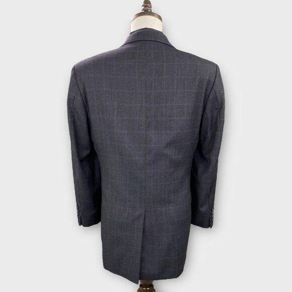 John W Nordstrom Loro Piana Suit Mens 40R 34x29 Windowpane Check Charcoal Wool - Picture 5 of 16